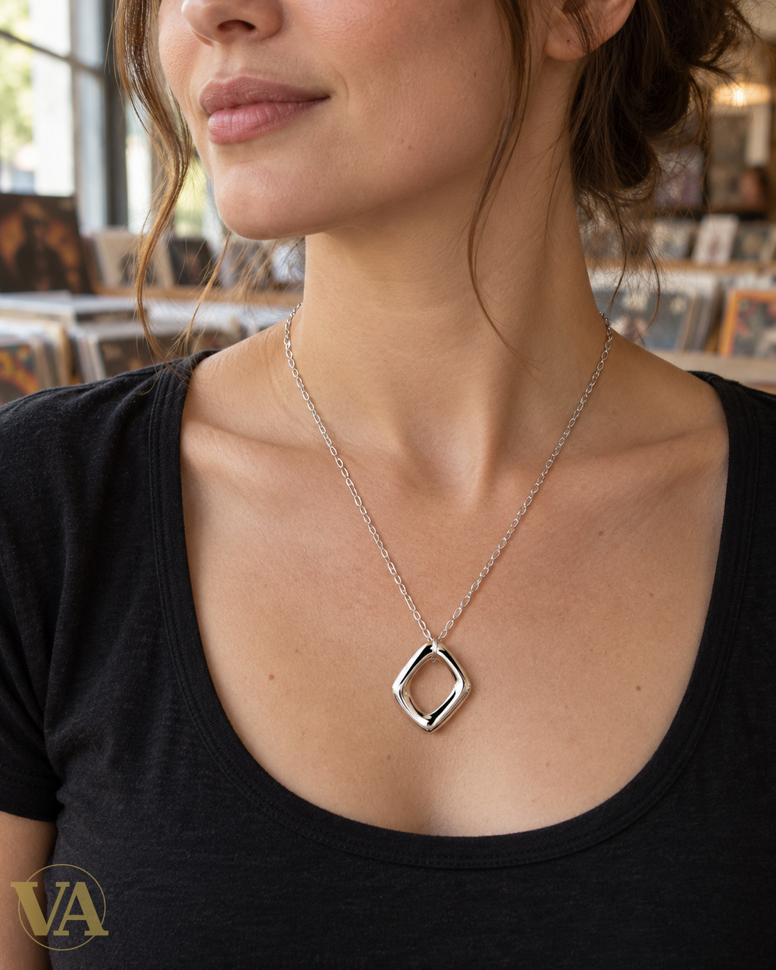 Collier femme argent 925 rhodié 4300014, vue portée 1