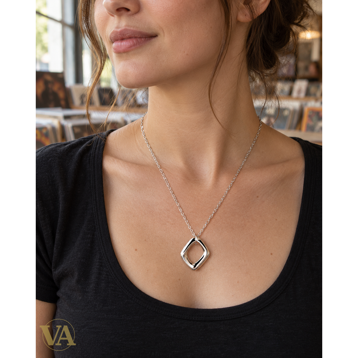 Collier femme argent 925 rhodié 4300014, vue portée 1