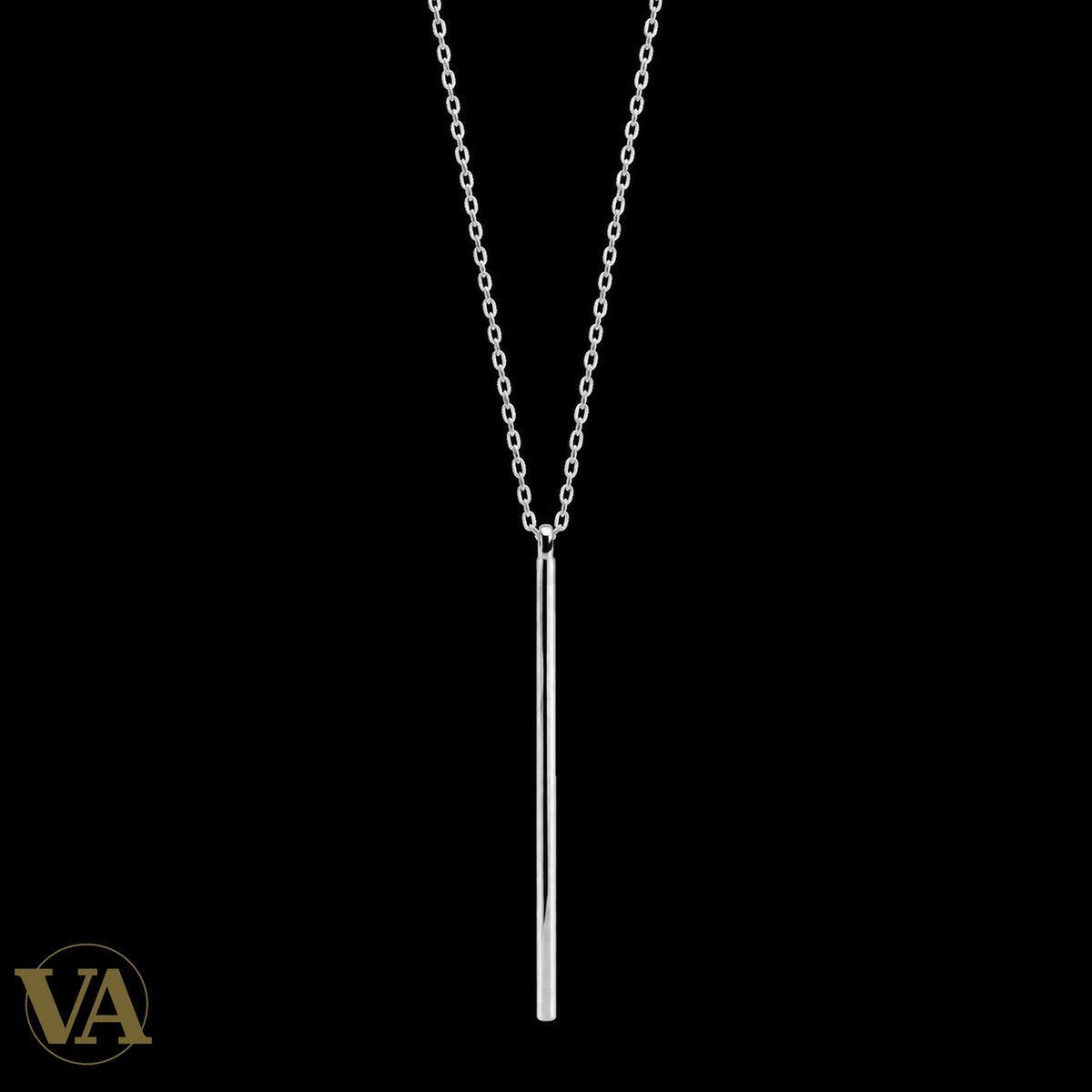 Collier Burt argent 925 rhodié à pendentif barre — 60 cm - Argent 925 - Vindicta