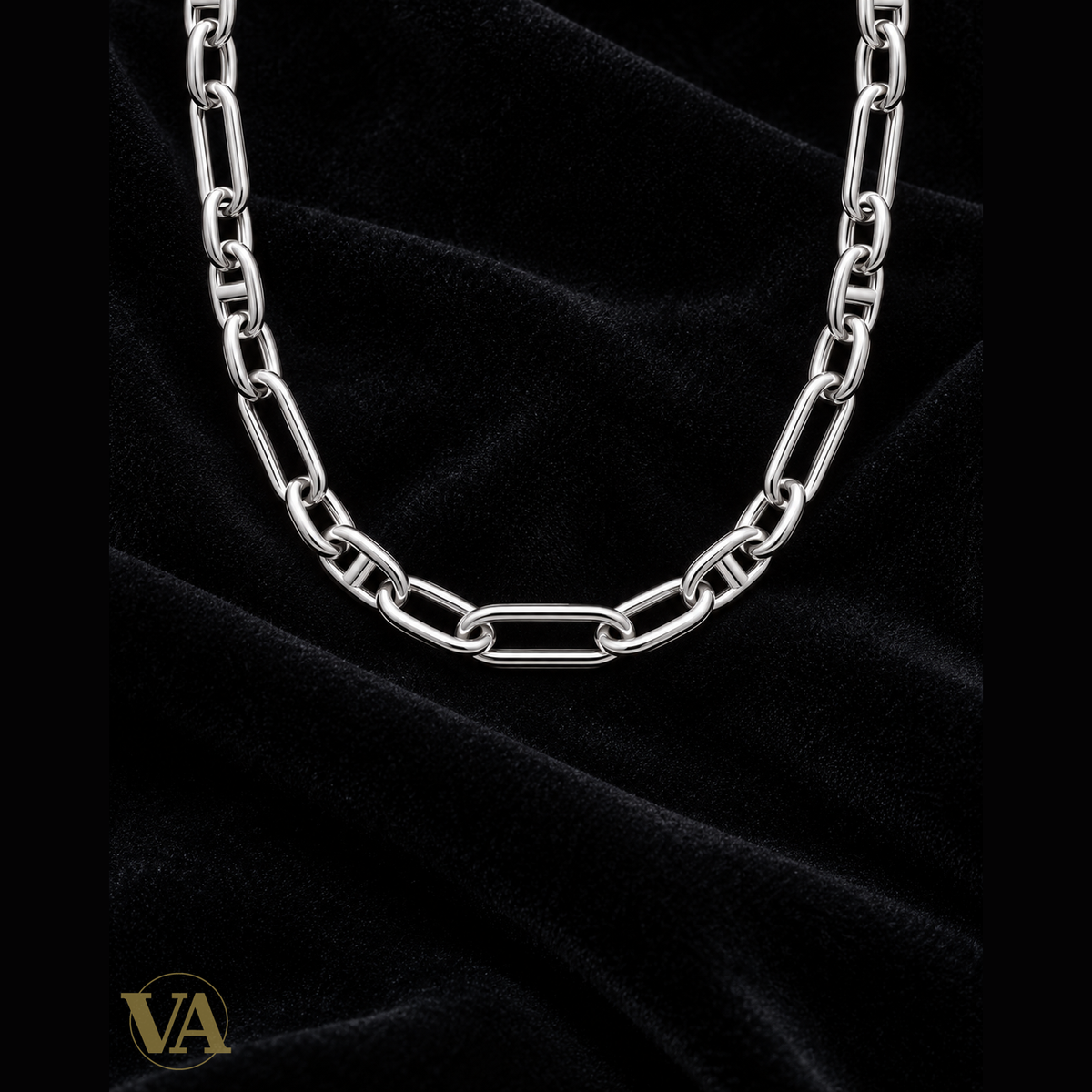 Collier femme argent 925 rhodié 721763, vue studio sur fond noir