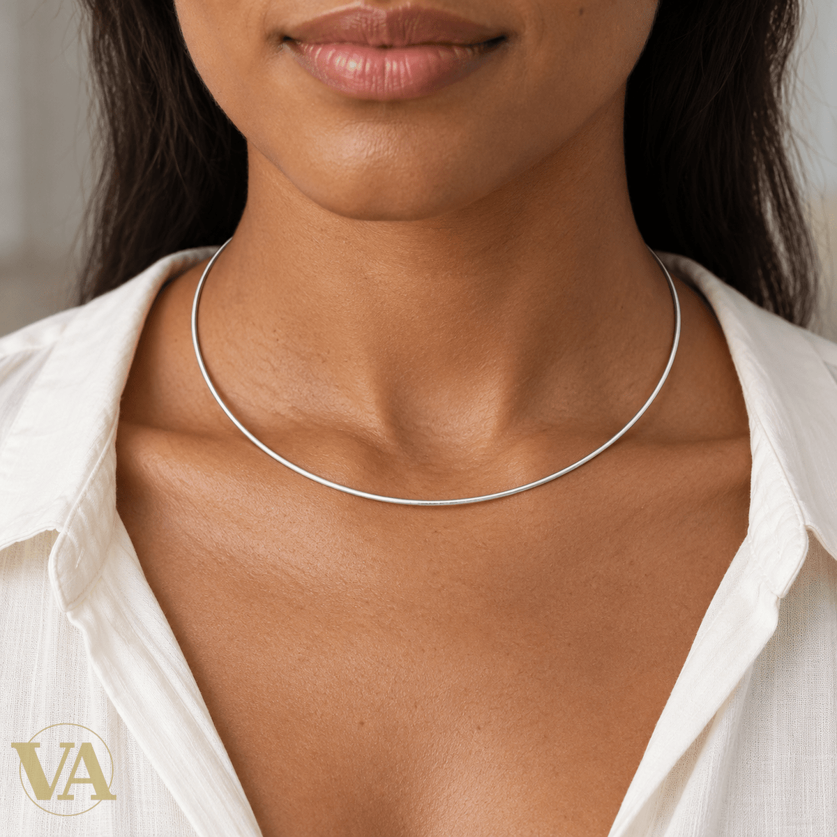 Collier femme argent 925 rhodié cercle fin sans pendentif 42 cm - Argent 925 - Vindicta