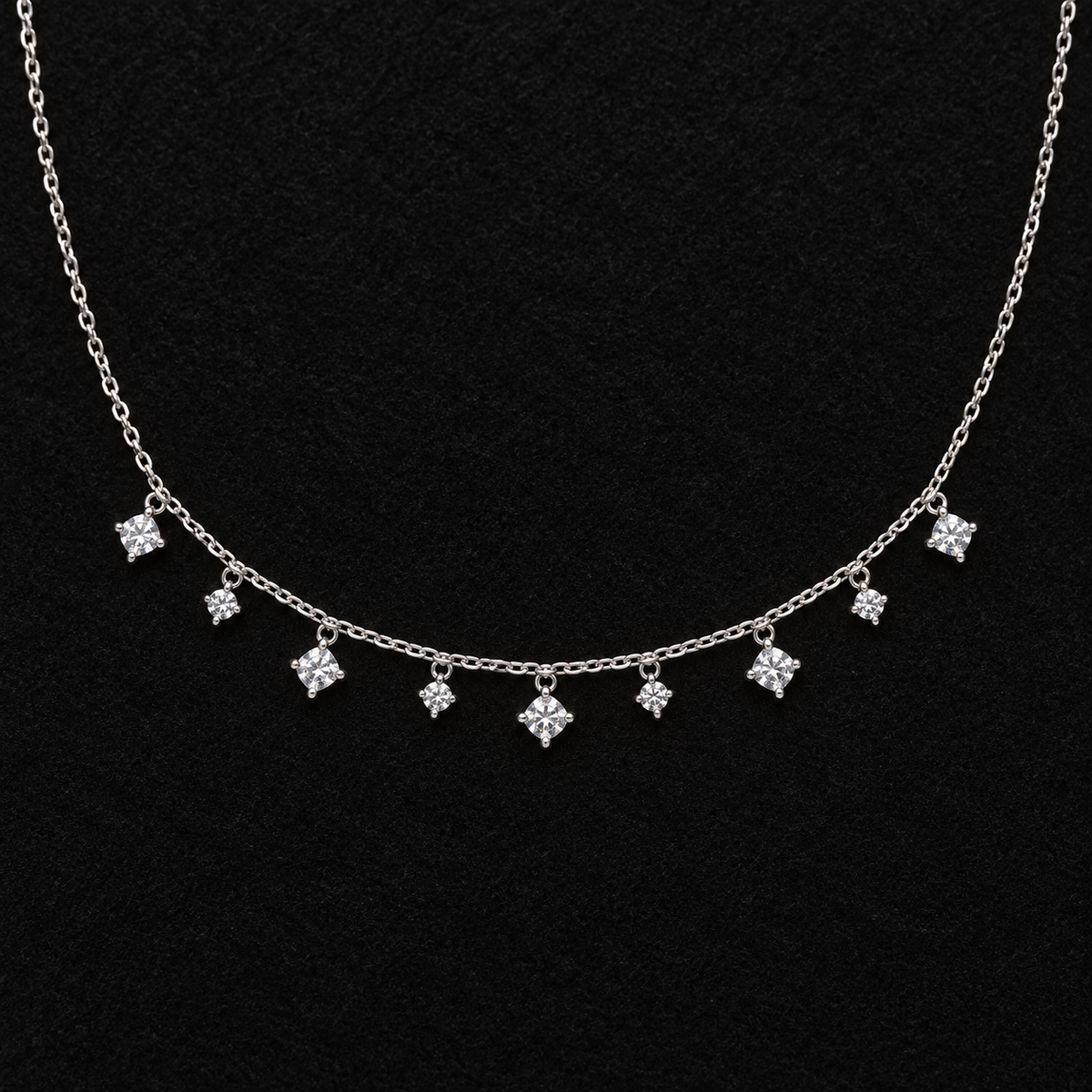 Collier Argent 925 Rhodié — Pampilles Scintillantes — zoom du détail