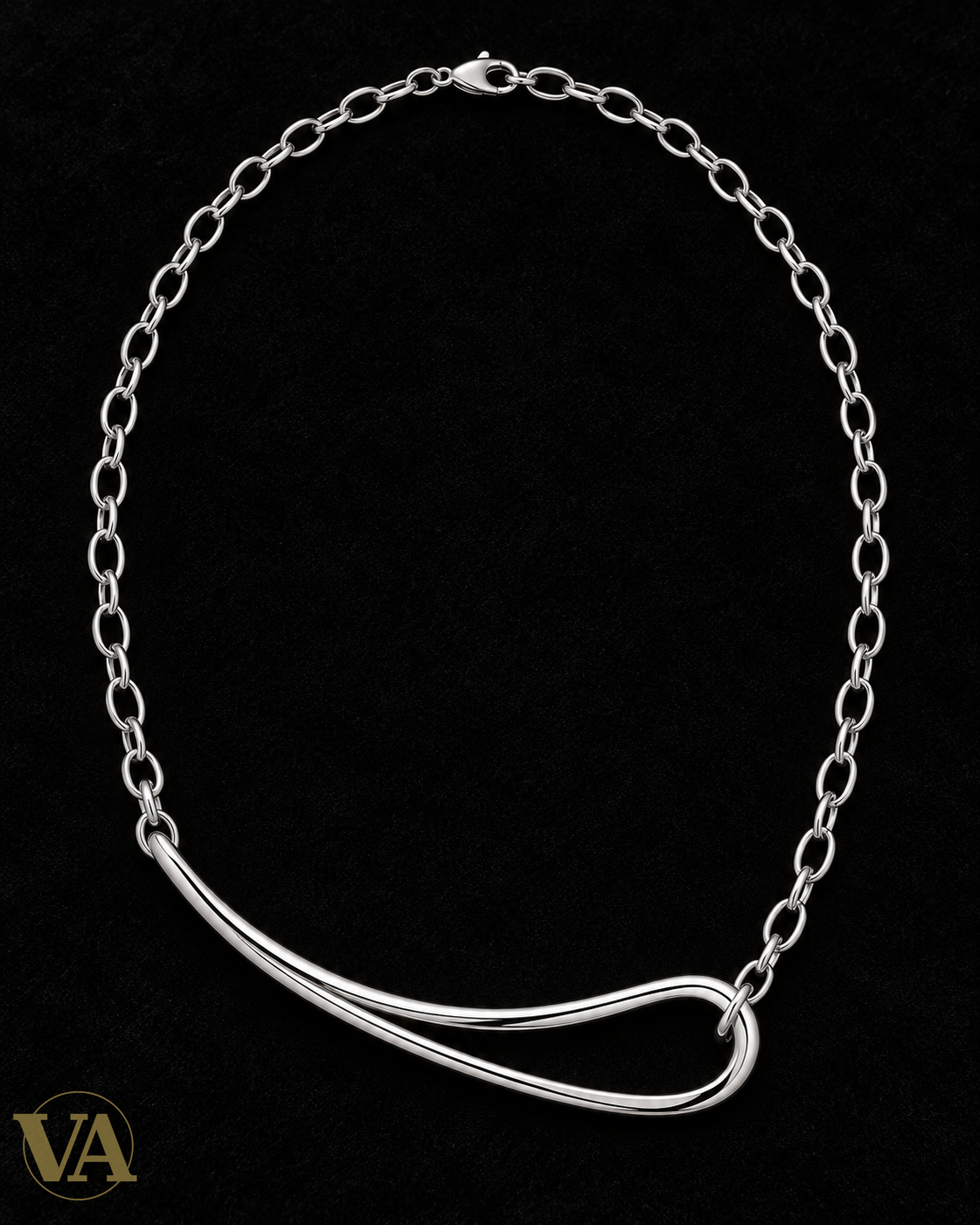 Collier femme argent 925 rhodié référence 4300029, vue studio sur fond noir