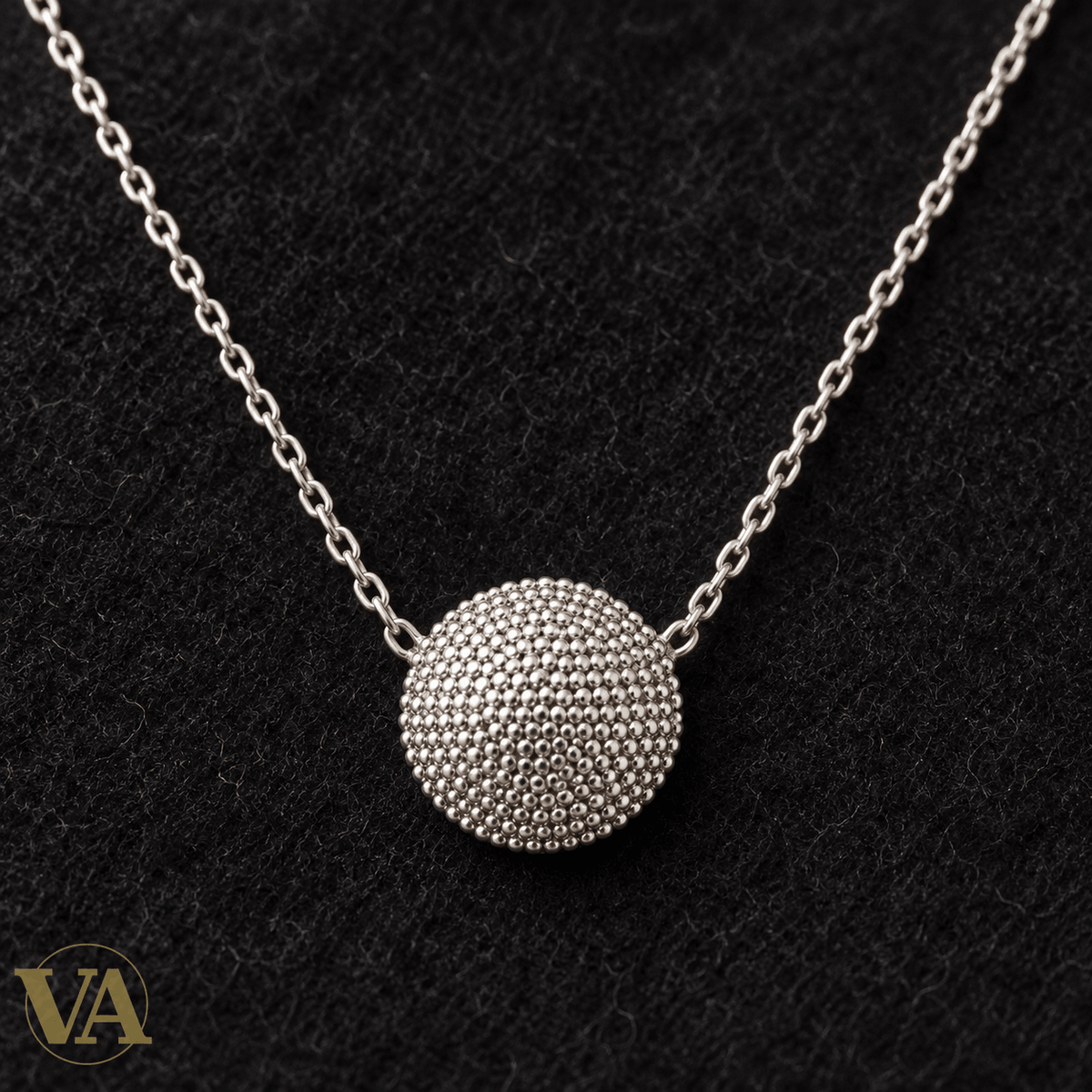 Collier Argent 925 Rhodié — Médaillon Rond Texturé - Argent 925 - Vindicta