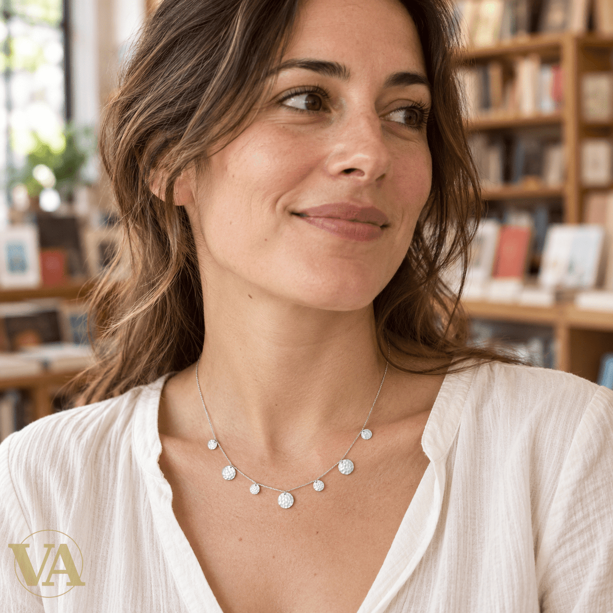Collier Argent 925 Rhodié — Sept Pastilles Martelées - Argent 925 - Vindicta