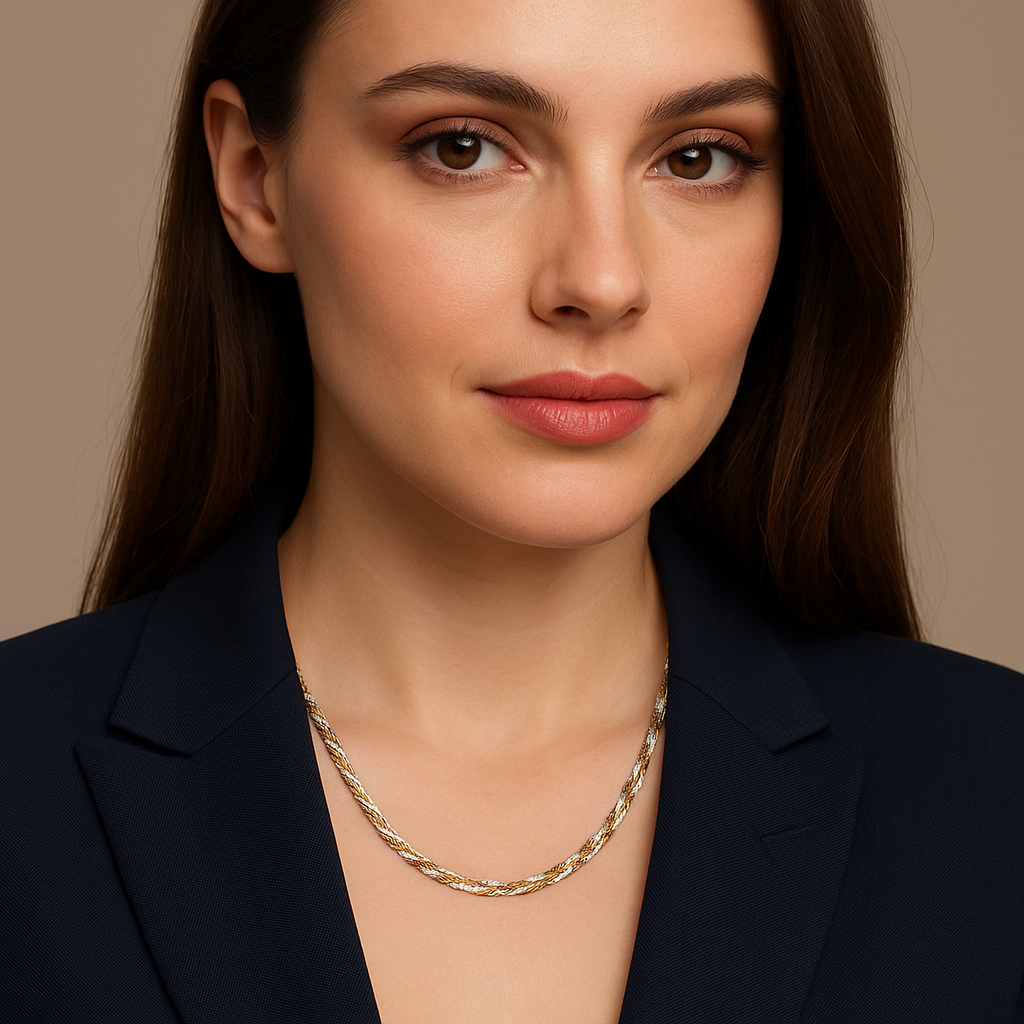 Collier en argent 925 trois nuances – Argent, or jaune et or rose