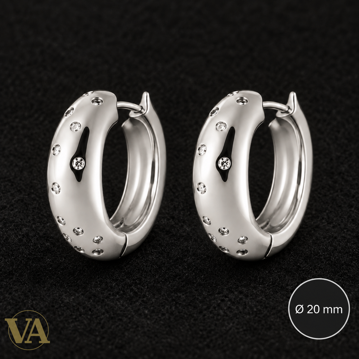Créoles argent 925 rhodié — diamètre 20 mm