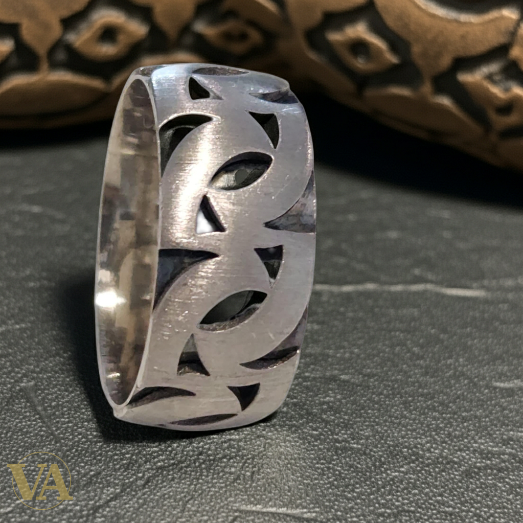 Anneau Homme Argent 925 – Motif Gravé Tribal Réf. : P 5.8-Vindicta : Bijoux Argent 925 Massif, Luxe et Héritage