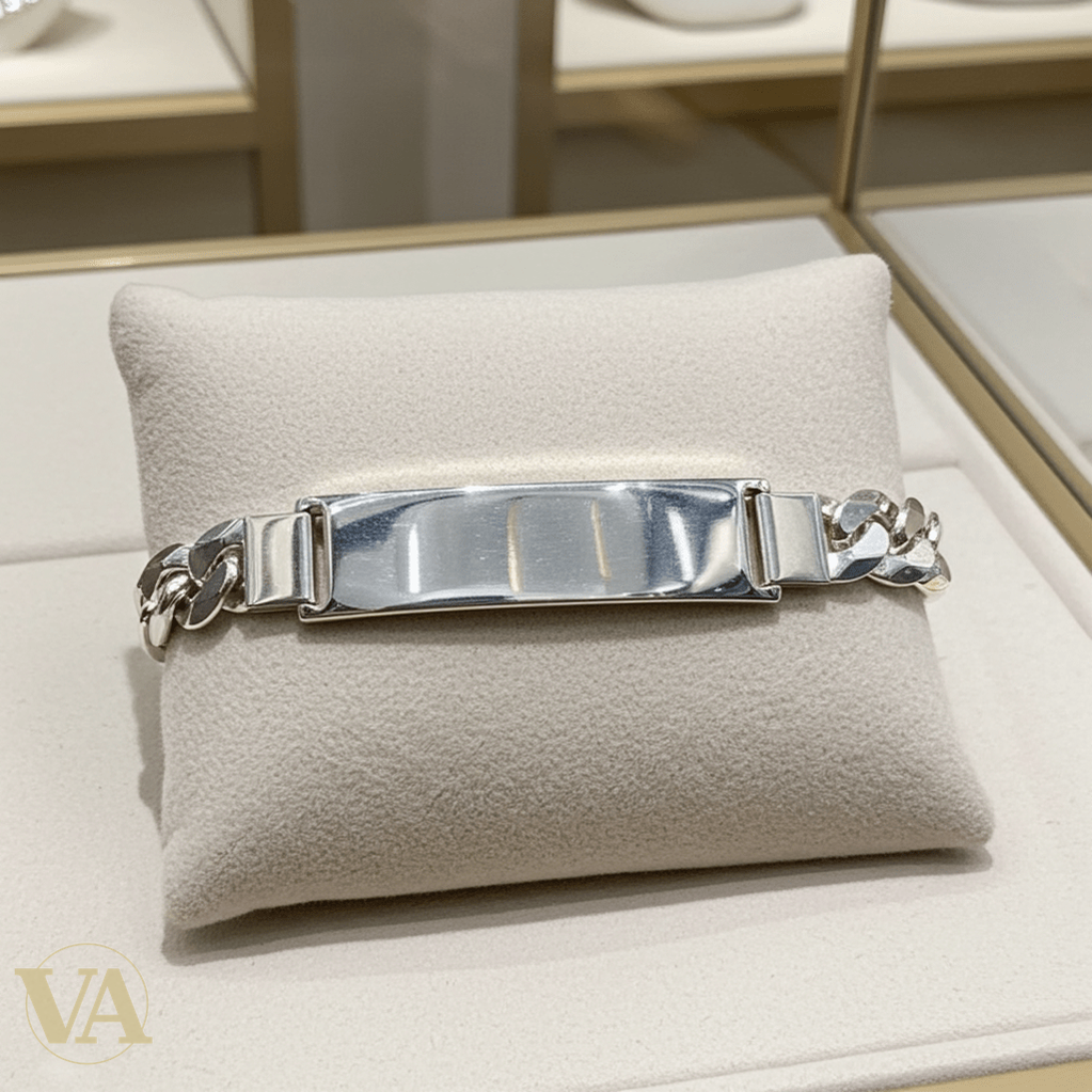 Bracelet Homme Argent 925 – Gourmette & Plaque 40 mm - Argent 925 - Vindicta