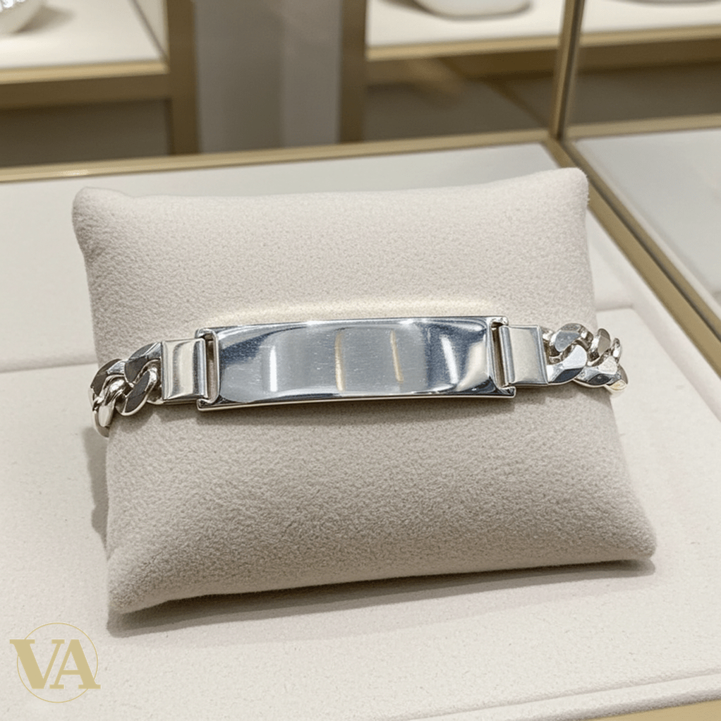 Bracelet Homme Argent 925 – Gourmette & Plaque 40 mm - Argent 925 - Vindicta