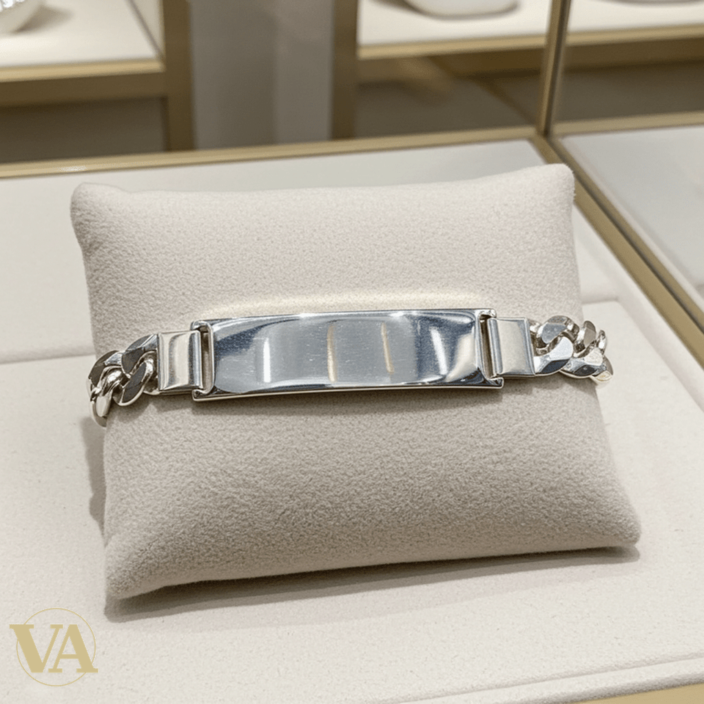 Bracelet Homme Argent 925 – Gourmette & Plaque 40 mm - Argent 925 - Vindicta