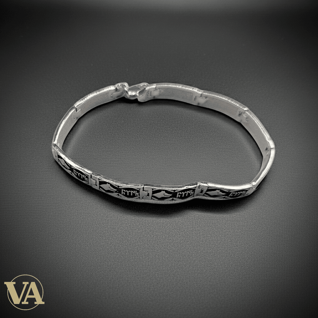 Bracelet Homme Argent 925 – Motifs Gravés & Maille Plate - Argent 925 - Vindicta