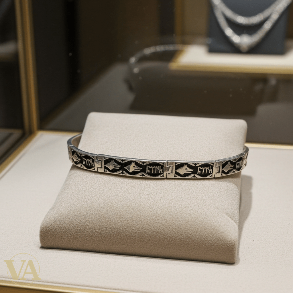 Bracelet Homme Argent 925 – Motifs Gravés & Maille Plate - Argent 925 - Vindicta