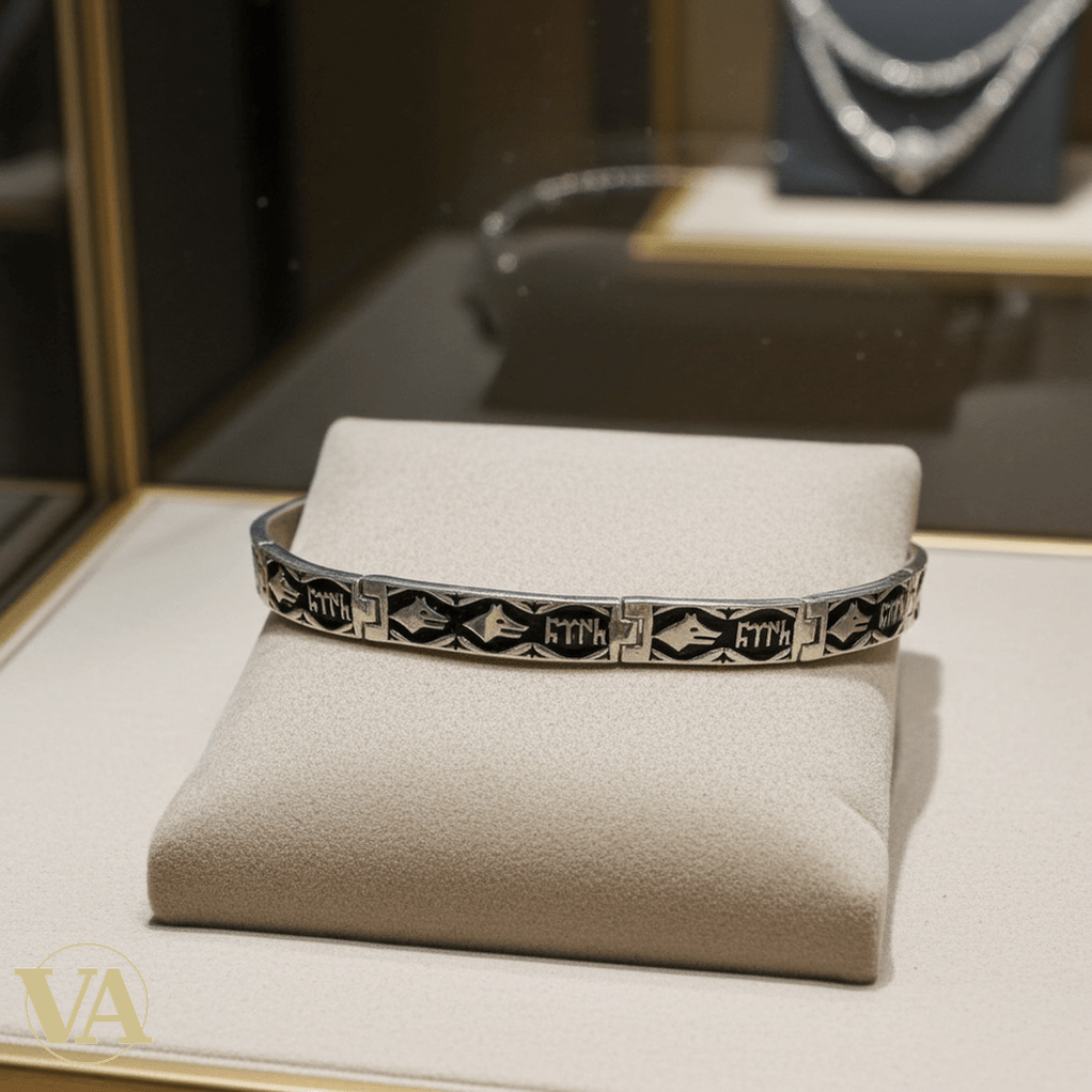 Bracelet Homme Argent 925 – Motifs Gravés & Maille Plate - Argent 925 - Vindicta