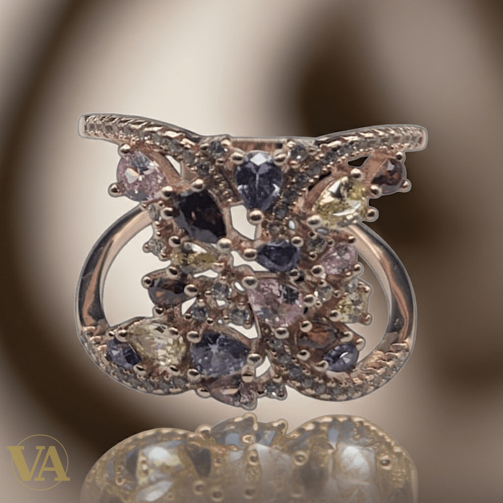 Bague Femme Argent 925 & Plaqué Or Rose – Améthystes & Oxydes Multicolores-Vindicta : Bijoux Argent 925 Massif, Luxe et Héritage