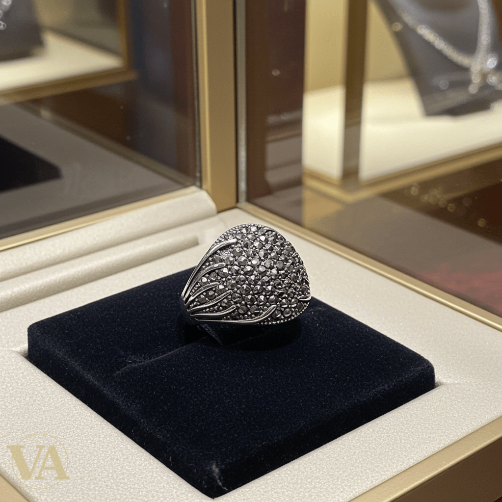 Bague femme argent 925 pavée de marcassites – Éclat graphique - Argent 925 - Vindicta
