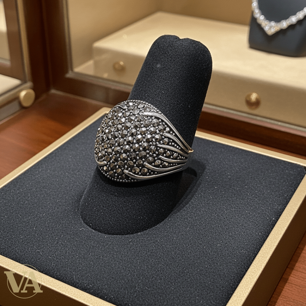 Bague femme argent 925 pavée de marcassites – Éclat graphique - Argent 925 - Vindicta