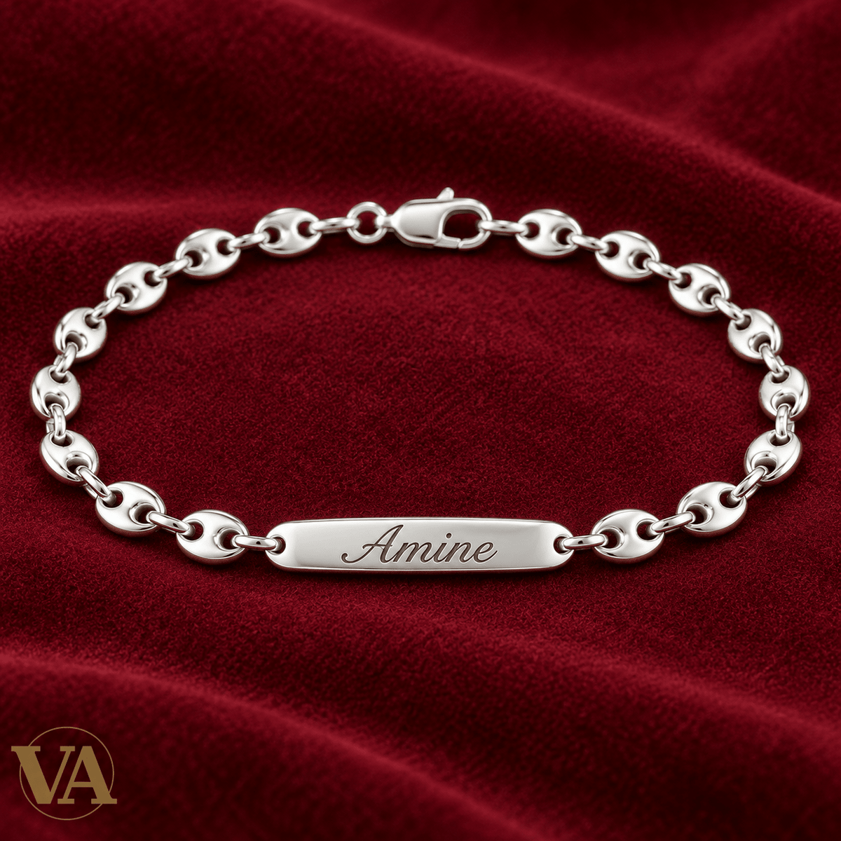 Gourmette homme argent 925 à graver — Grain de café, 19 cm - Argent 925 - Vindicta
