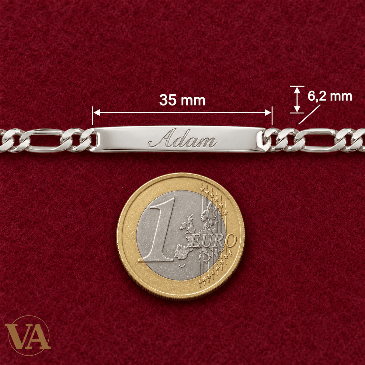 Gourmette homme argent 925 à graver — Figaro 1+3, 20 cm - Argent 925 - Vindicta
