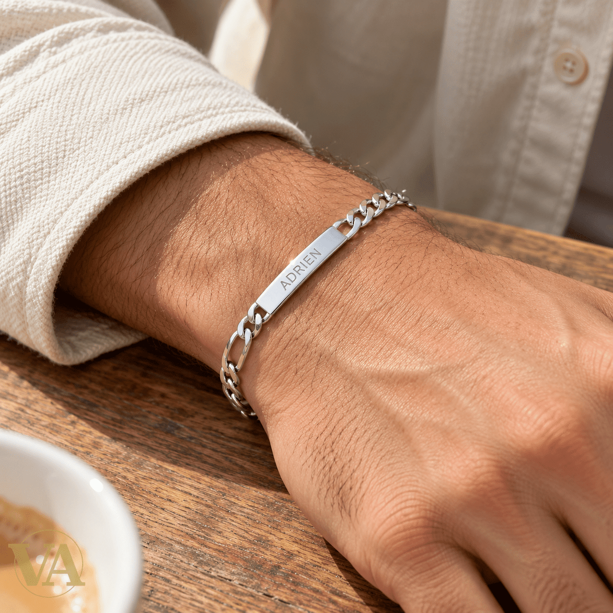 Gourmette homme argent 925 à graver — Figaro 1+3, 21 cm - Argent 925 - Vindicta