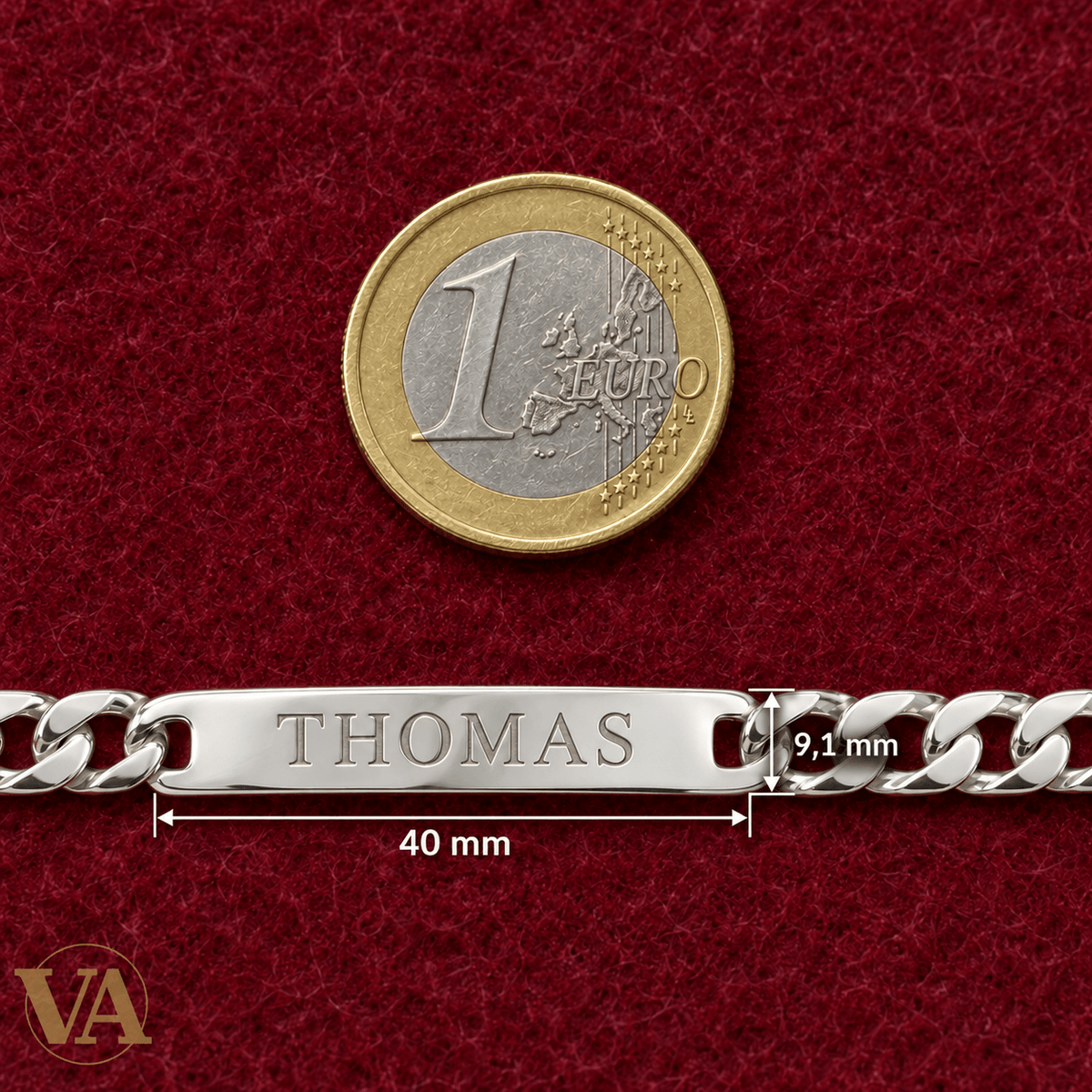 Gourmette homme argent 925 à graver — Figaro 1+3, 22 cm - Argent 925 - Vindicta