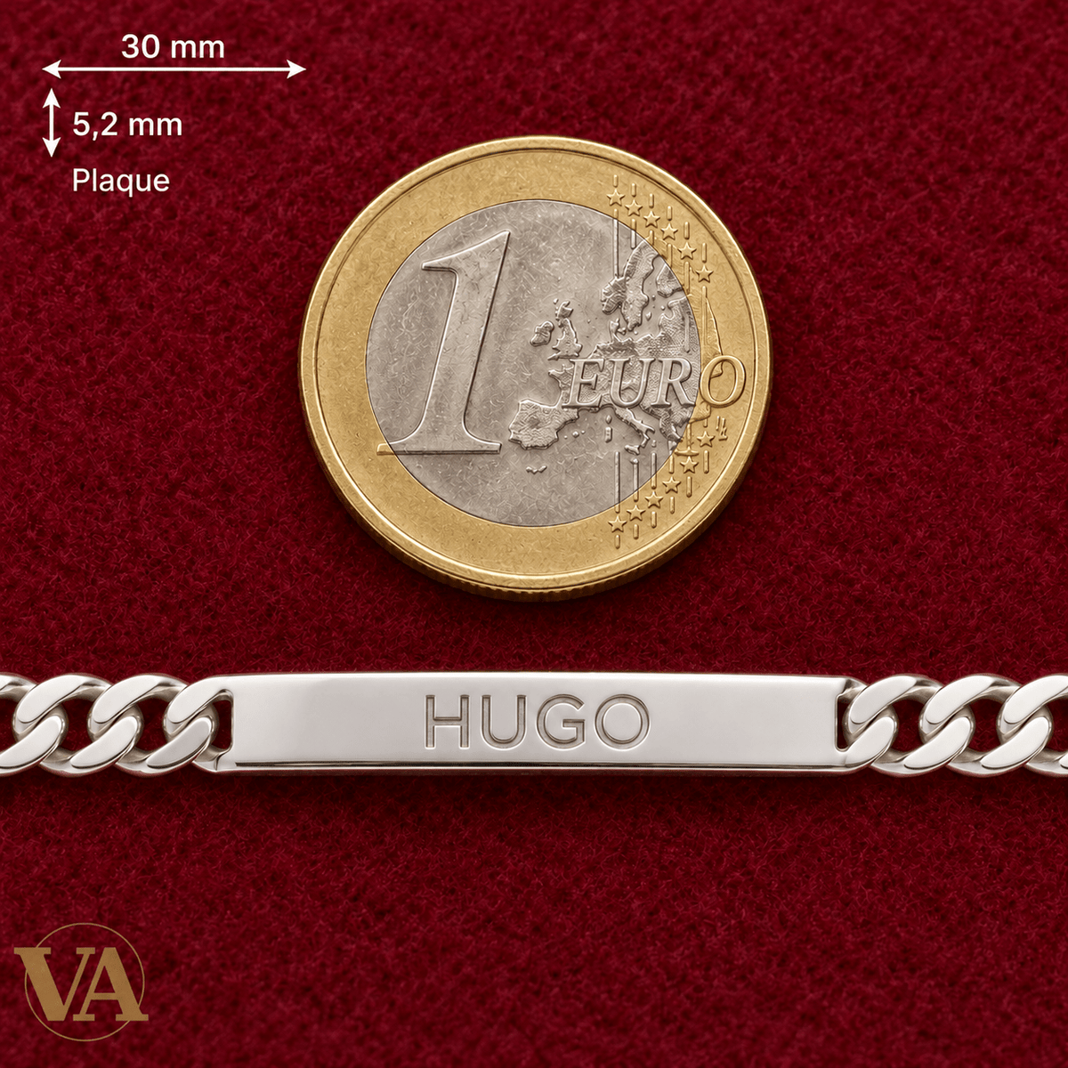 Gourmette homme argent 925 rhodié à graver — Maille classique, 18 cm - Argent 925 - Vindicta