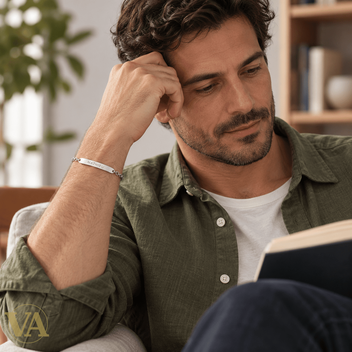 Gourmette homme argent 925 rhodié maille ovale 19 cm à graver - Argent 925 - Vindicta