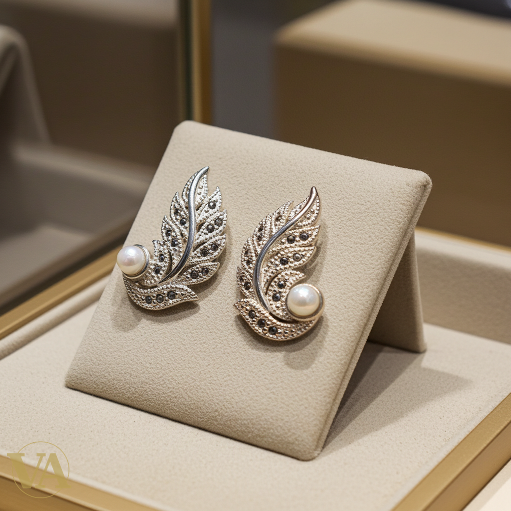 Boucles d'Oreilles Femme Argent 925 Pierre de Lune et Marcassite