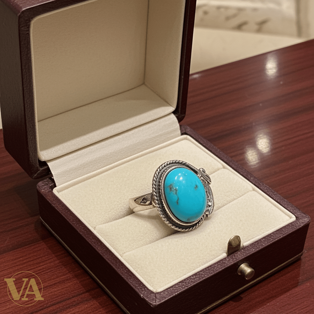 Bague Femme Argent 925 Turquoise Cabochon Ovale - Argent 925 - Vindicta