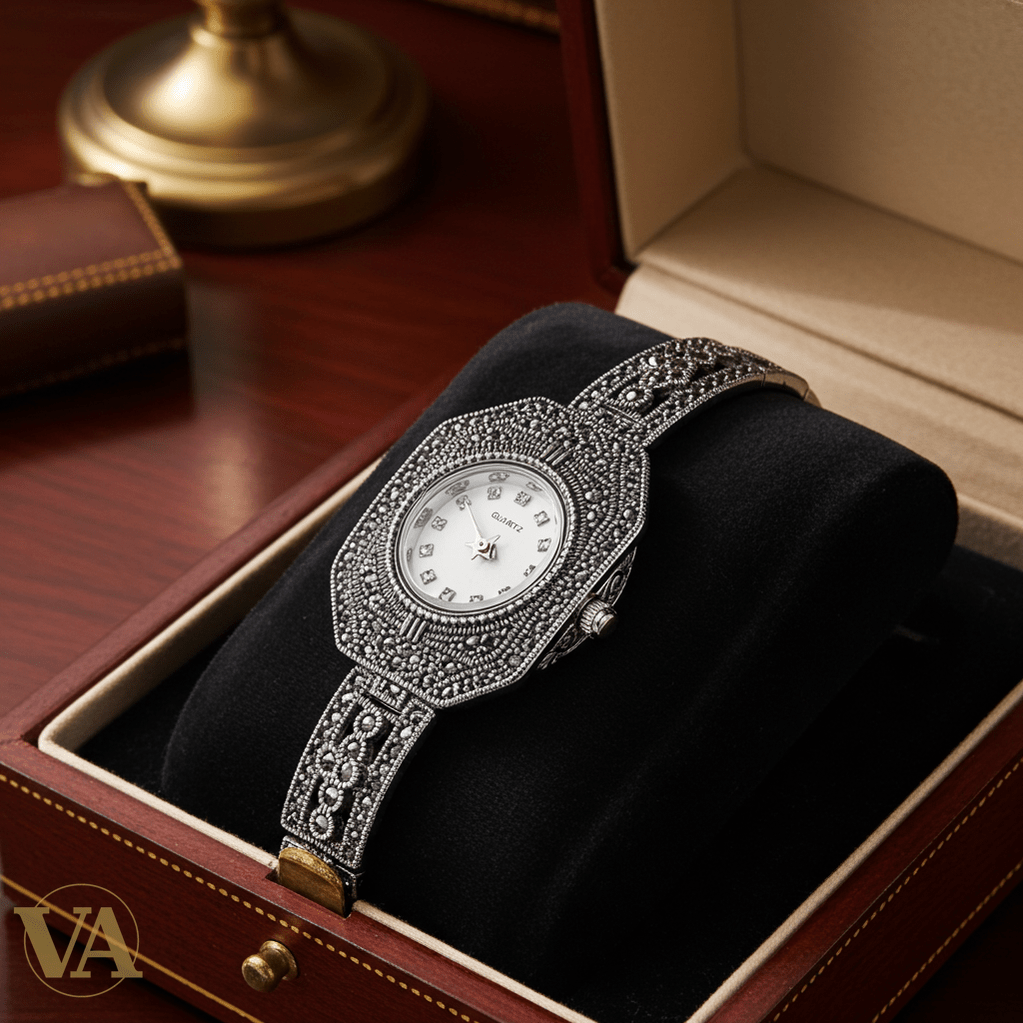 Montre Femme Argent 925 & Marcassite – Élégance intemporelle - Argent 925 - Vindicta