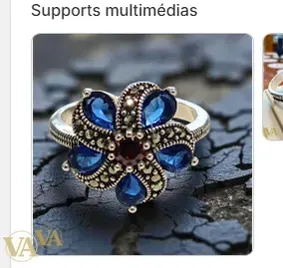 Bague Femme Argent 925 Fleur Bleue & Marcassites | Bijoux Vindicta