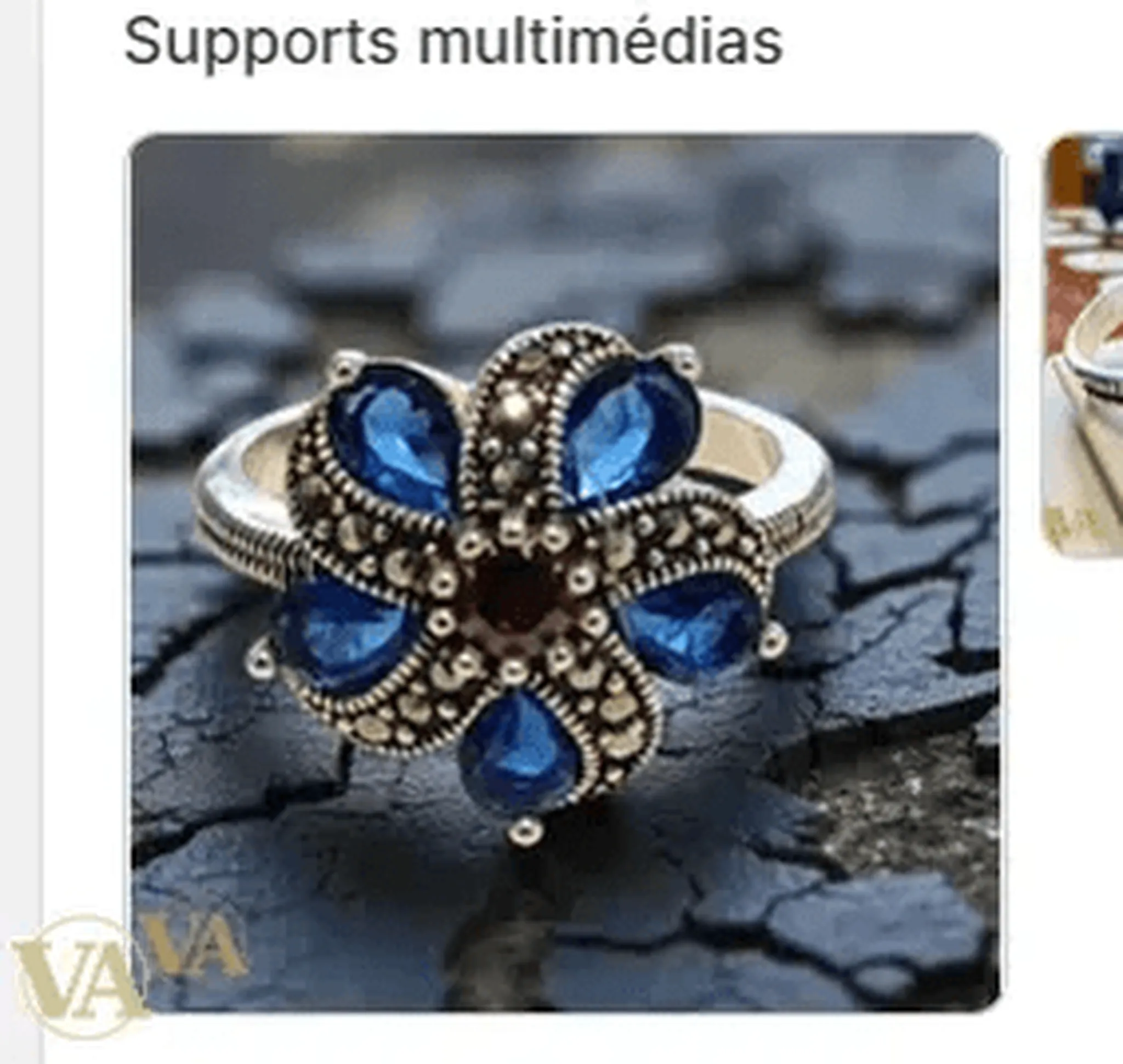 Bague Femme Argent 925 Fleur Bleue & Marcassites | Bijoux Vindicta