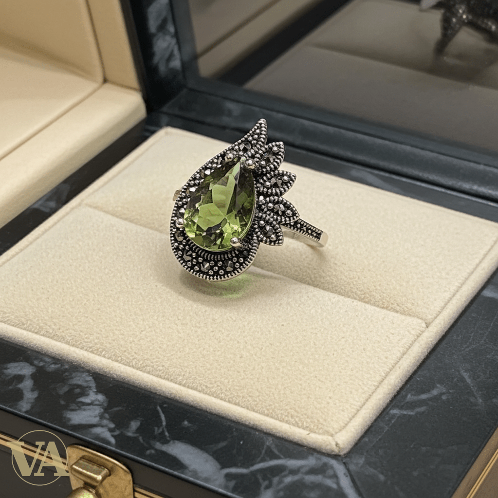 Bague Femme Argent 925 & Sultanite Goutte – Sertie de Marcassites - Argent 925 - Vindicta