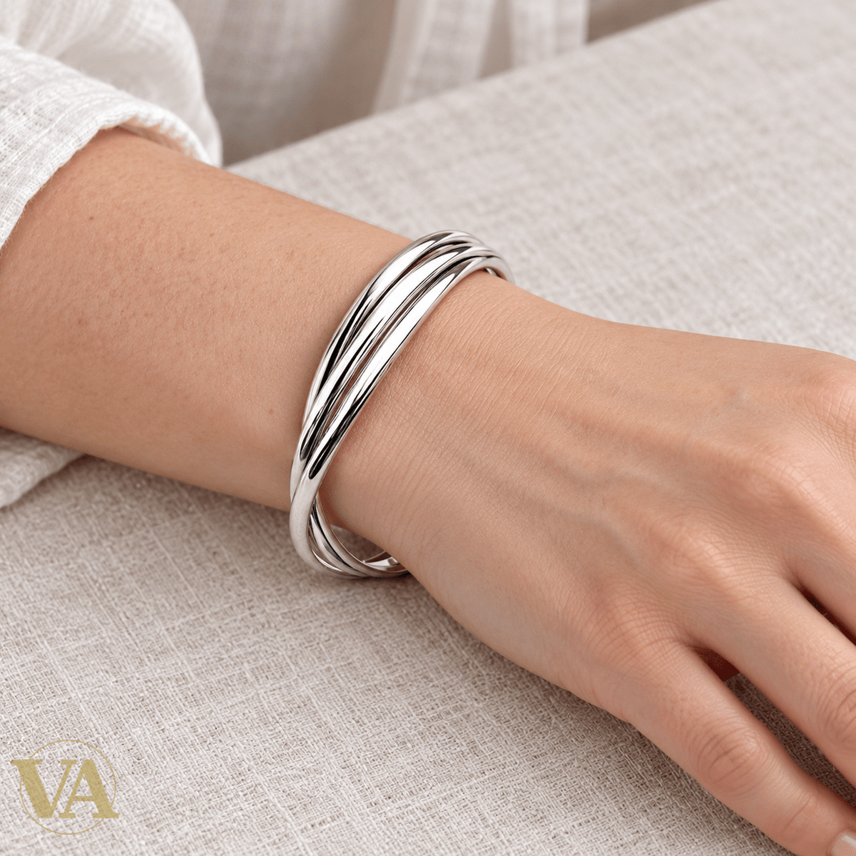 Trio de joncs argent 925 rhodié entrelacés - Argent 925 - Vindicta