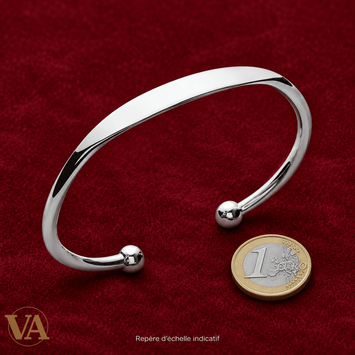 Jonc argent 925 ruban lisse à embouts boule - Argent 925 - Vindicta