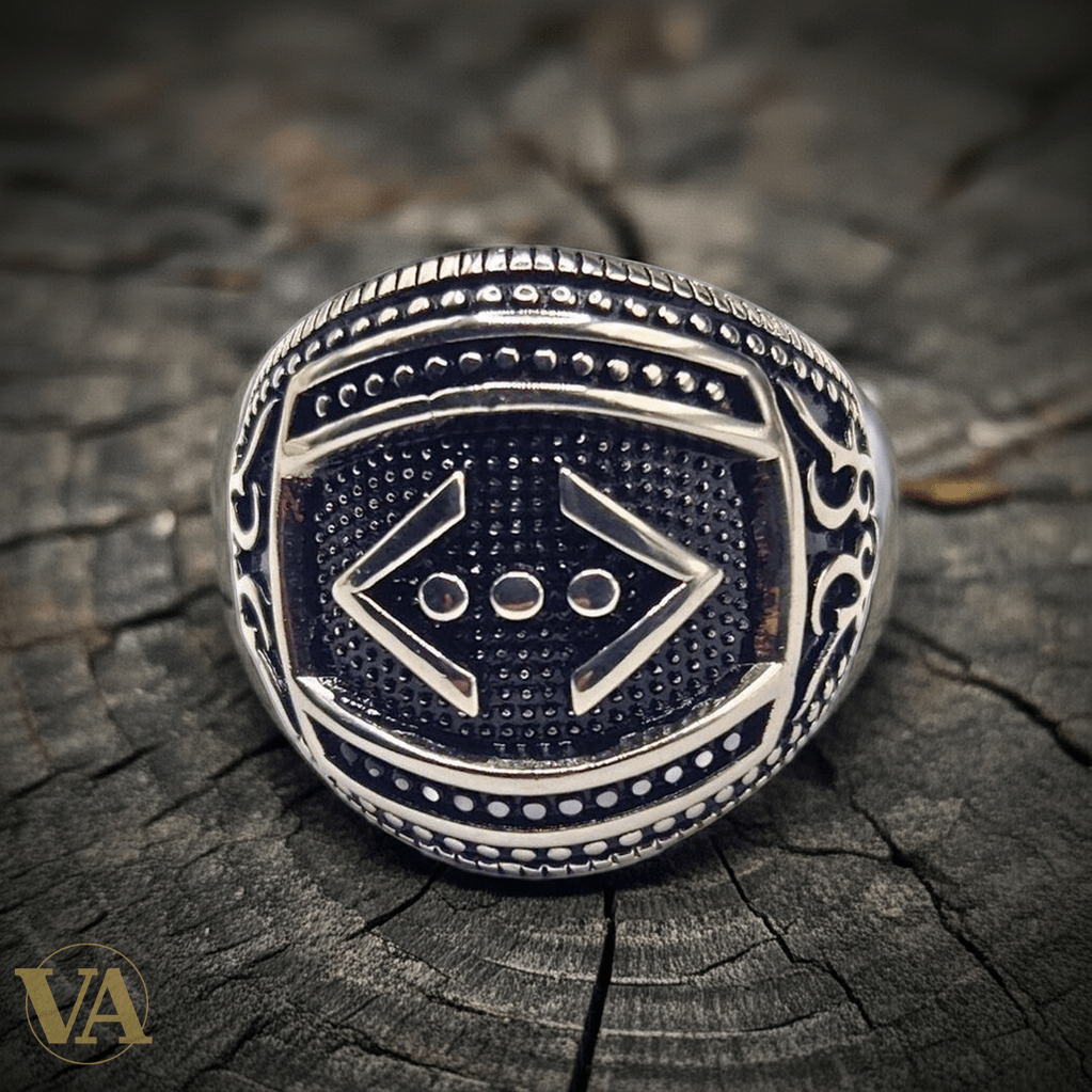 Bague homme argent 925 sceau rond motif géométrique - Argent 925 - Vindicta