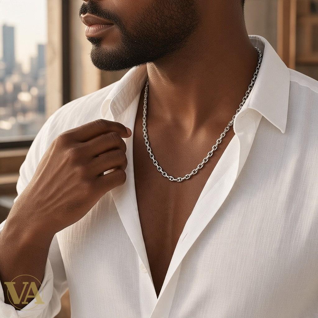 Chaîne Homme Argent 925 – Maille Grain de Café 4 mm - Argent 925 - Vindicta