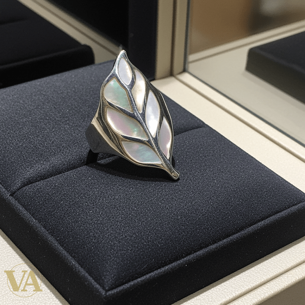 Bague Femme feuille argent 925 & nacre - Argent 925 - Vindicta