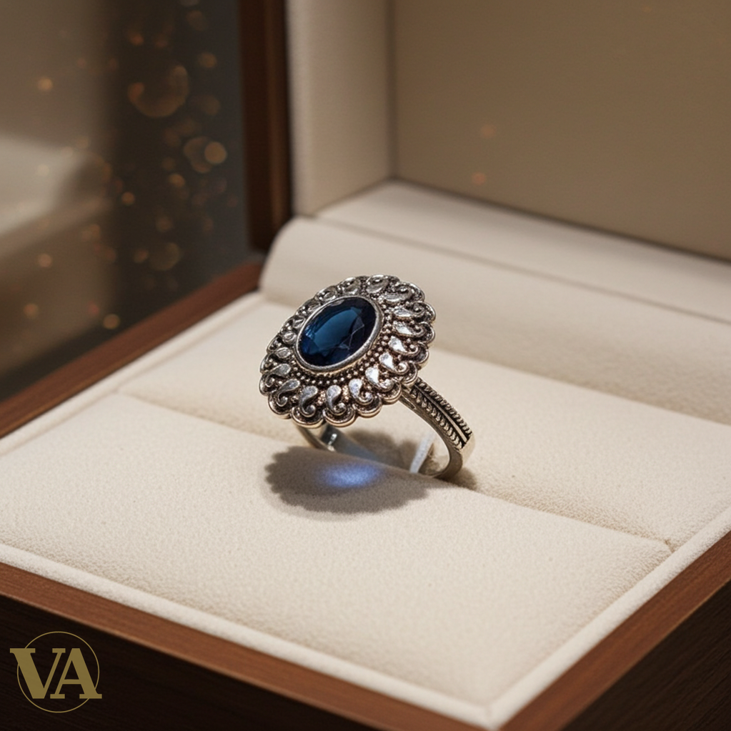 Bague argent 925 femme – Pierre bleue ovale facettée-Vindicta : Bijoux Argent 925 Massif, Luxe et Héritage