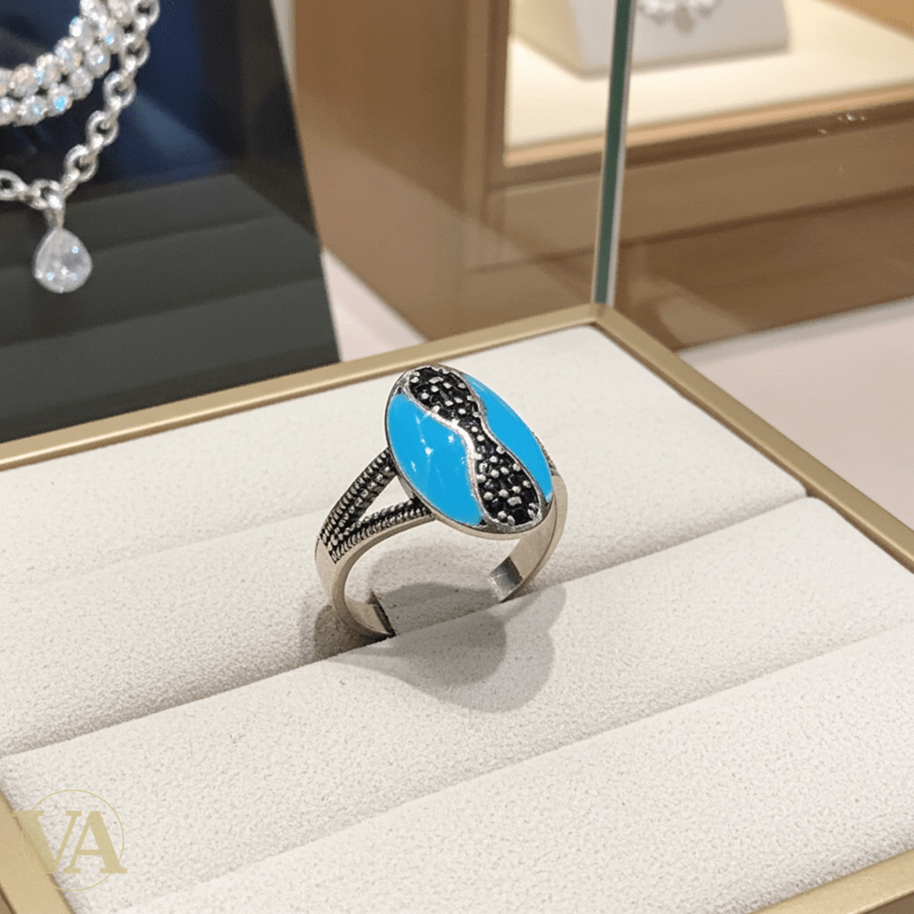 Bague Femme Argent 925 Turquoise & Marcassites - Argent 925 - Vindicta