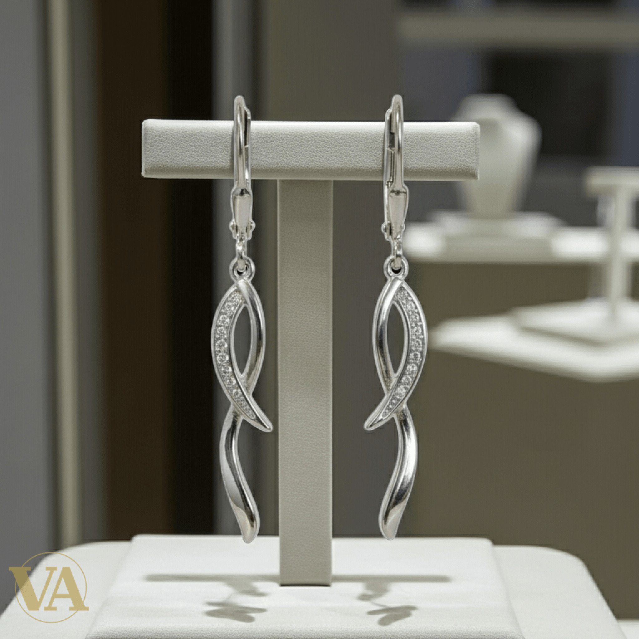 Boucles d'Oreilles Femme Pendantes Argent 925 – Torsade & Zirconium - Argent 925 - Vindicta