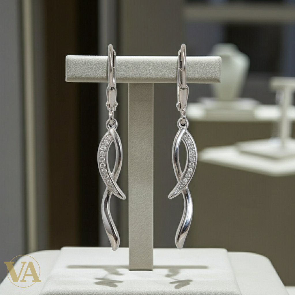 Boucles d'Oreilles Femme Pendantes Argent 925 – Torsade & Zirconium-Vindicta : Bijoux Argent 925 Massif, Luxe et Héritage