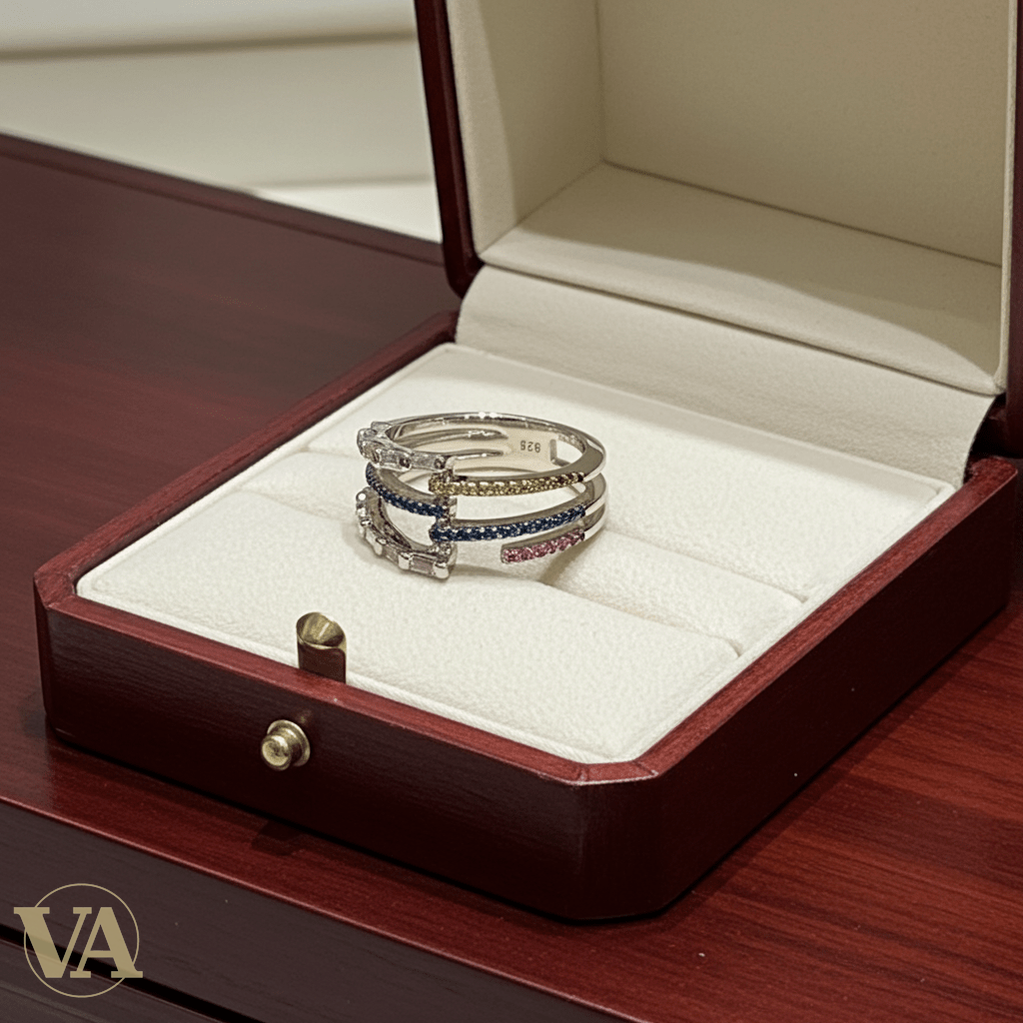 Bague Femme Argent 925 – Multirangs Zircons Colorés - Argent 925 - Vindicta