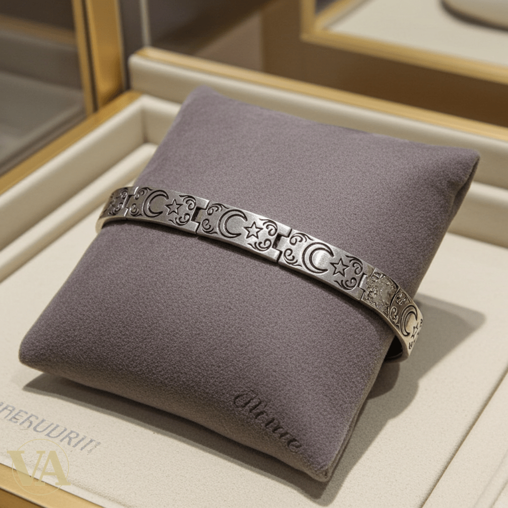 Bracelet Homme Argent 925 – Motifs Croissant & Étoile 7,2 mm - Argent 925 - Vindicta