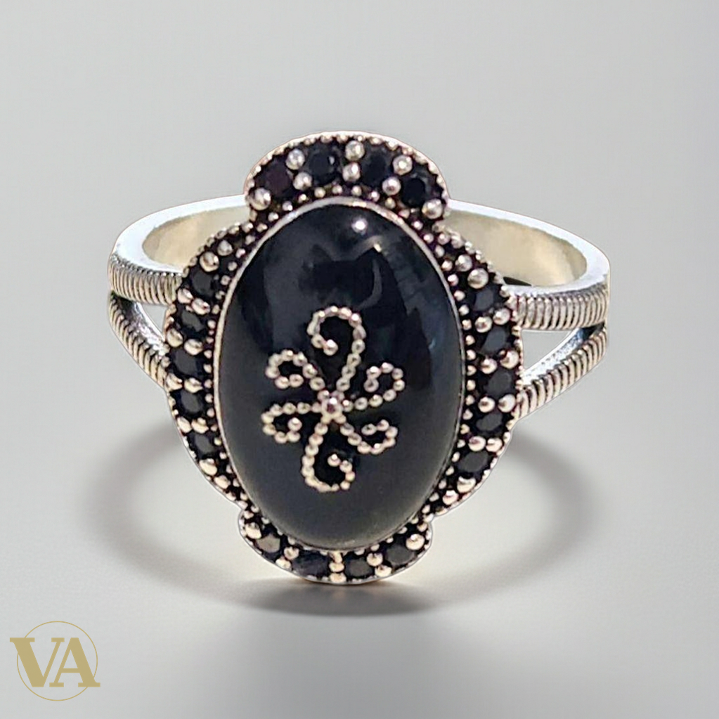 Bague Femme Argent 925 & Onyx noir ovale-Vindicta : Bijoux Argent 925 Massif, Luxe et Héritage