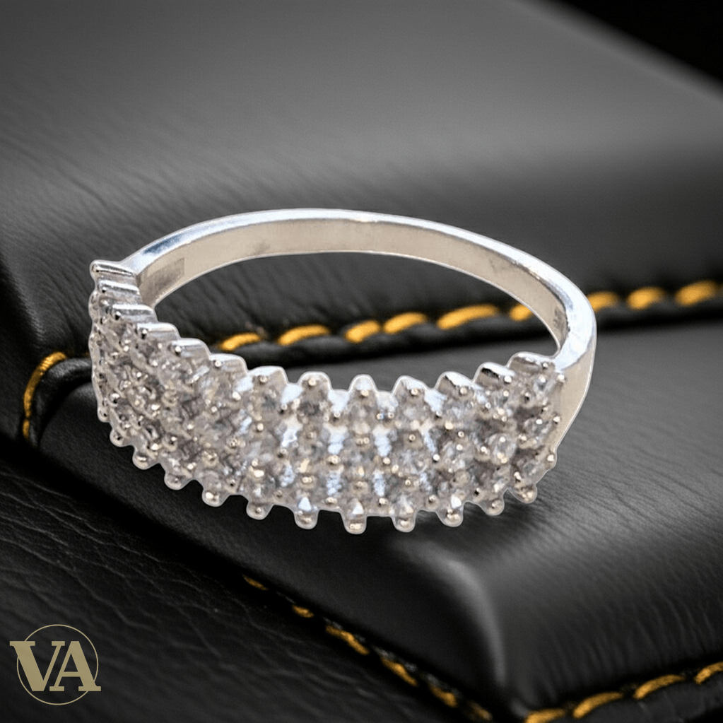 Bague Femme Argent 925 Pavée Zircons 3 Rangs - Argent 925 - Vindicta