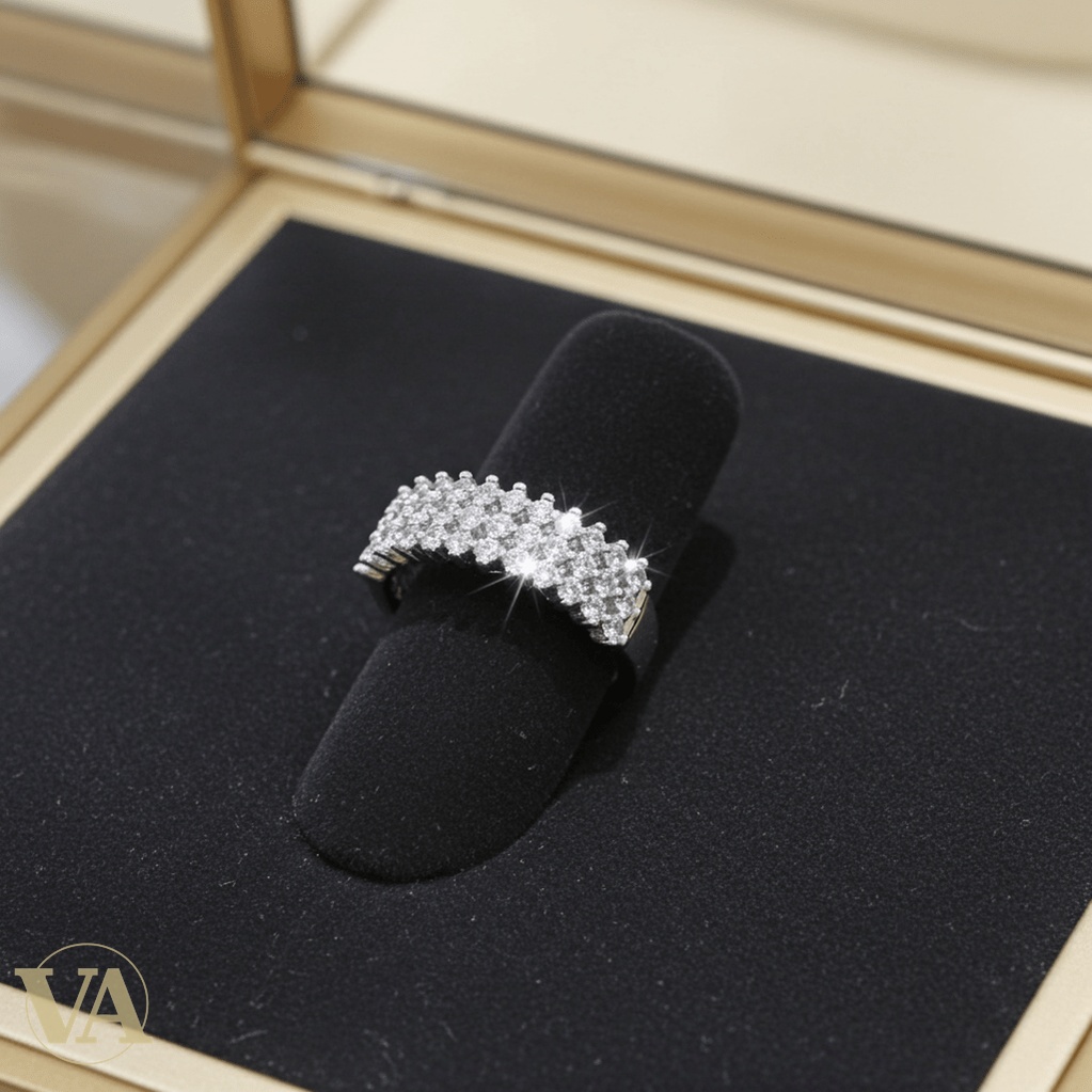 Bague Femme Argent 925 Pavée Zircons 3 Rangs - Argent 925 - Vindicta