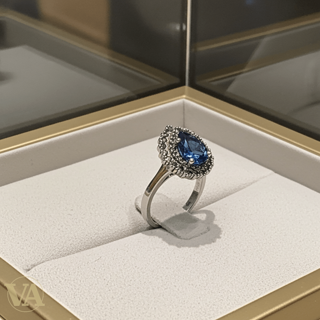 Bague femme argent 925 topaze bleue et marcassites - Argent 925 - Vindicta