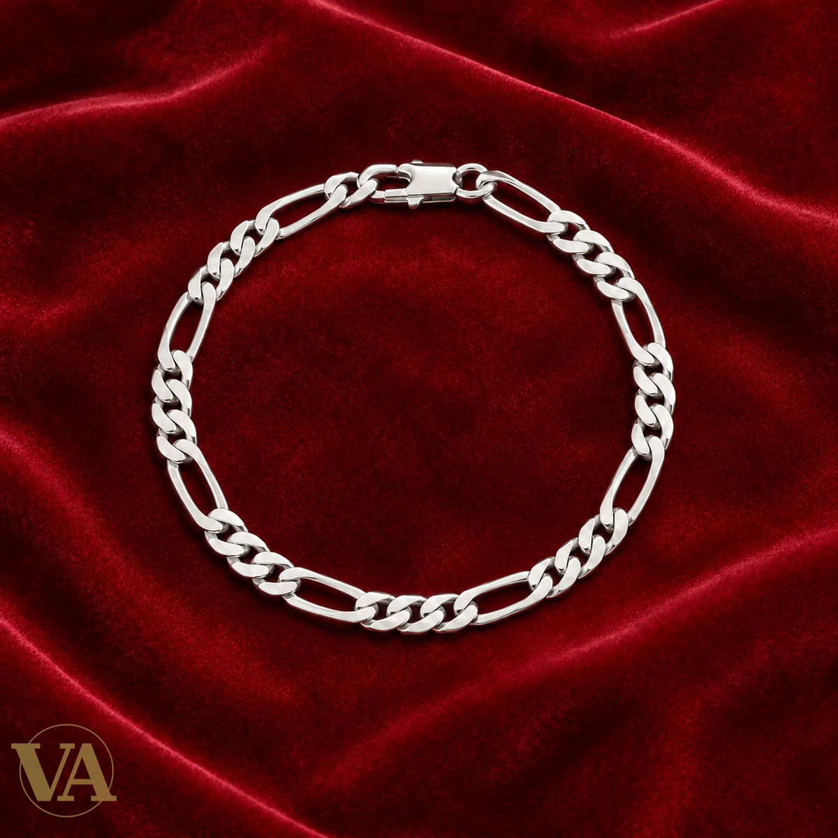Bracelet homme argent 925 complet sur fond rouge