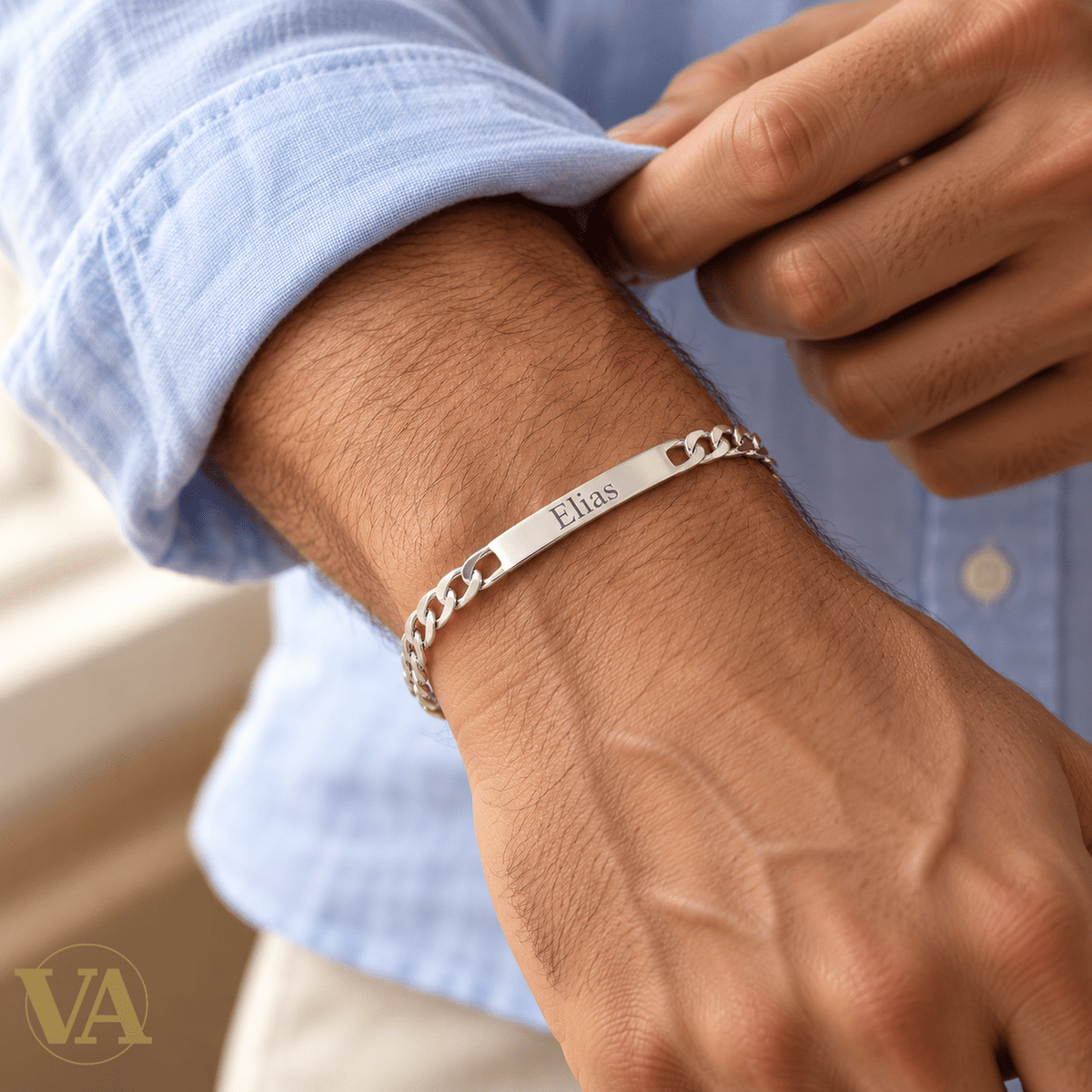 Bracelet homme Figaro 1+3 argent 925 personnalisable — 20 cm - Argent 925 - Vindicta